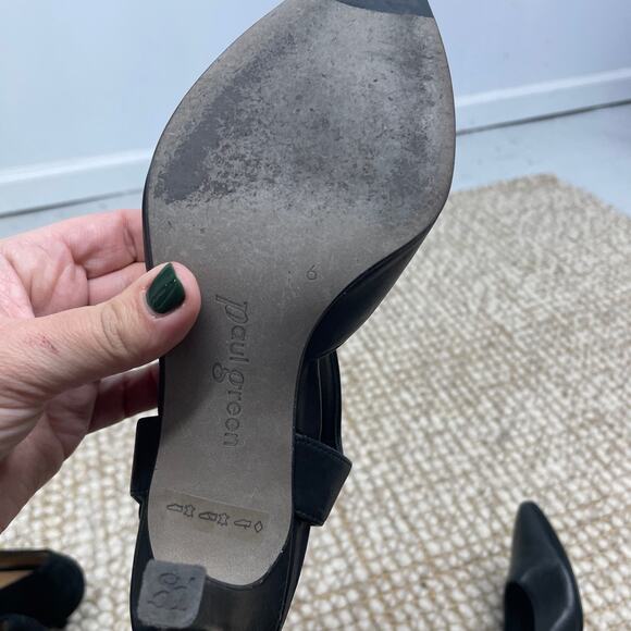 Paul Green Nicolette Pump Black Leather Pointed Toe Heels UK 6 / US 8.5 Classic - Picture 4 of 14